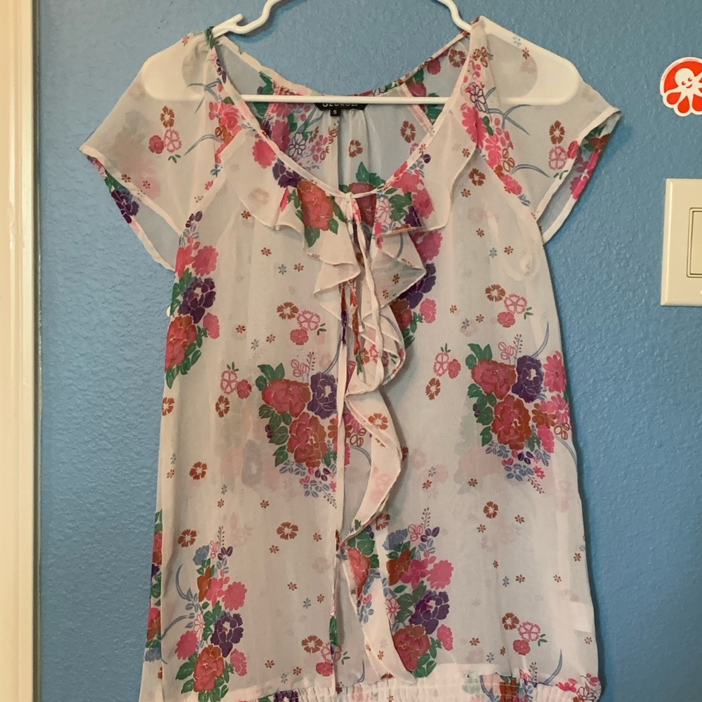 White And pink sheer blouse
